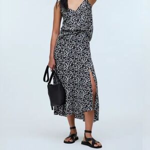 NWT Madewell Women's Midi Skirt Side Slit Floral Crepe Size 6 Medium